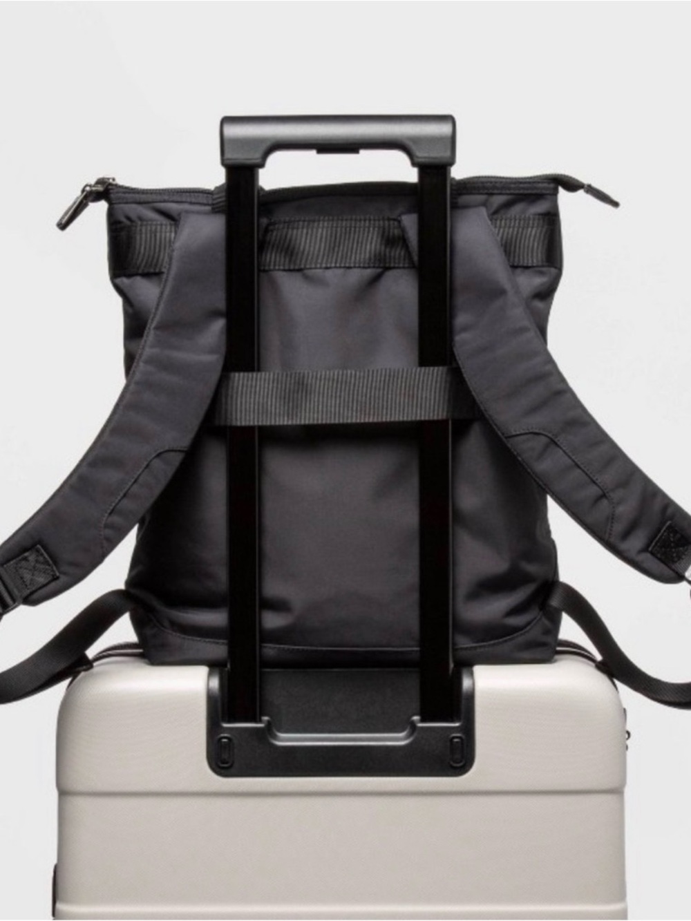 Sleek Black Nylon Tote Backpack - Picture 8 of 8